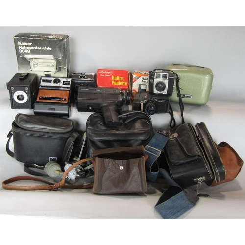 520 - A collection of vintage photography equipment to include a Koma-Lux camera, a further Kodak EK 100 i... 