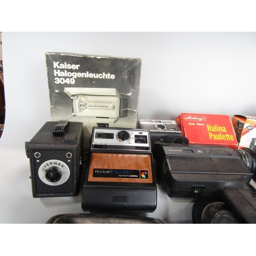 520 - A collection of vintage photography equipment to include a Koma-Lux camera, a further Kodak EK 100 i... 