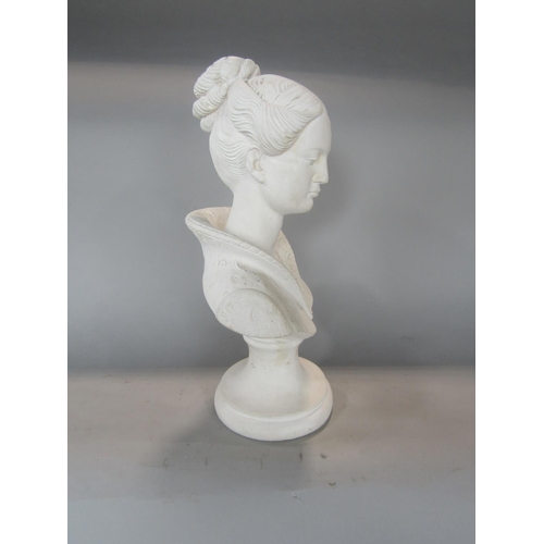 541 - A plaster bust of a classical lady, 36 cm high