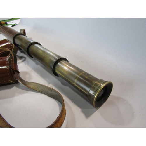 578 - Nelson 20x B.C. & Co Ltd leather clad brass draw telescope