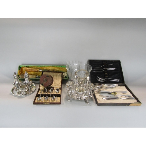 608 - A mixed miscellaneous lot comprising a collection of silver plated flatware, egg coddler, vintage wo... 