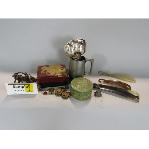 610 - A mixed lot containing a collection of silver plated flatware, a Victorian diorama with foliage and ... 