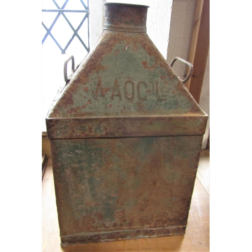 636 - Vintage American Oil Company Ltd Jerry can in the form of a square twin handled churn, 52cm high