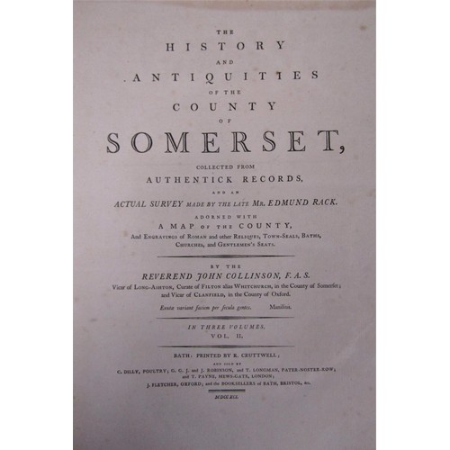 962 - Rev John Collinson - History and Antiquities of the County of Somerset, 3 volumes 1791, leather boun... 