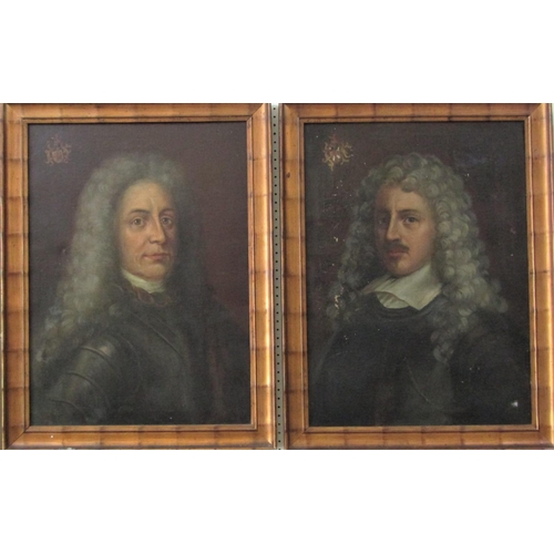 764 - 19th century German school, pair of bust length portraits of gentlemen in late 17th century style co... 