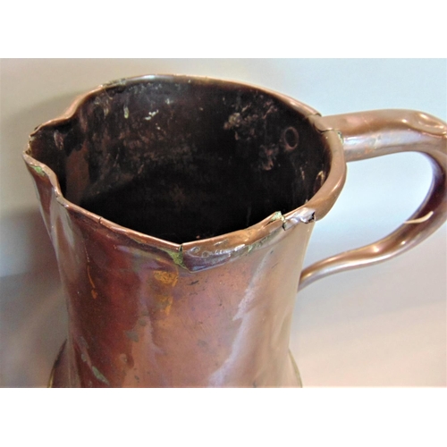 587 - Two old English copper vessels, one with hinged cover, circular cast brass bowl and treen mortar