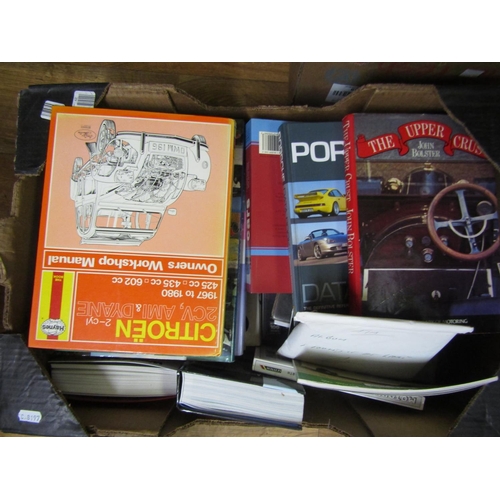 950 - Three boxes containing predominantly non-fiction automobile books (around 70)