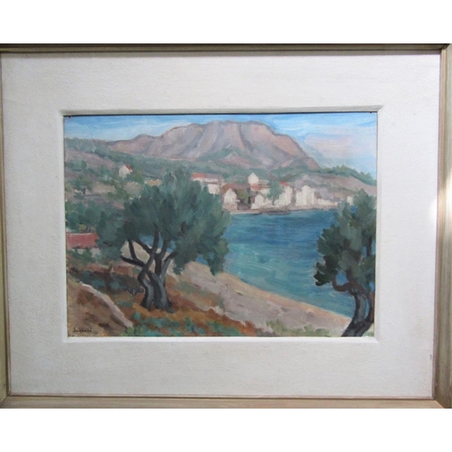 716 - Jugovic (20th century continental school) - Study of Podaca on the Dalmatian coast, oil on canvas la... 