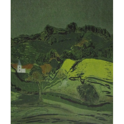 794 - John Stops RWA (British 1925-2002), Treleddyd-fawr, St Davids IV, coloured lino cut print on paper, ... 