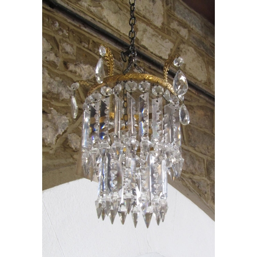 640 - Four good antique prismatic glass drop light fittings, the largest 50 cm high (4)