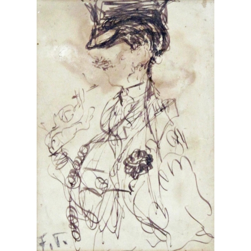 35 - Feliks Topolski (1907-1989) - Three bust portraits, monogrammed FT, pen and ink sketches, each 16 x ... 