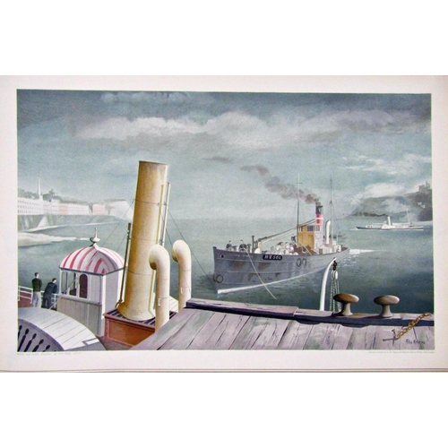 112 - Felix Kelly (1914-1994) - 'Drifter and Paddle Steamers', school print for Baynard Press, 42 x 69cm, ... 