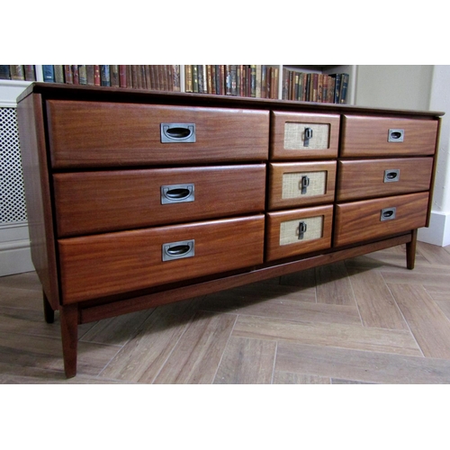 218 - Jan Kuypers for Imperial afromosia sideboard centrally fitted with three linen backed short drawers,... 