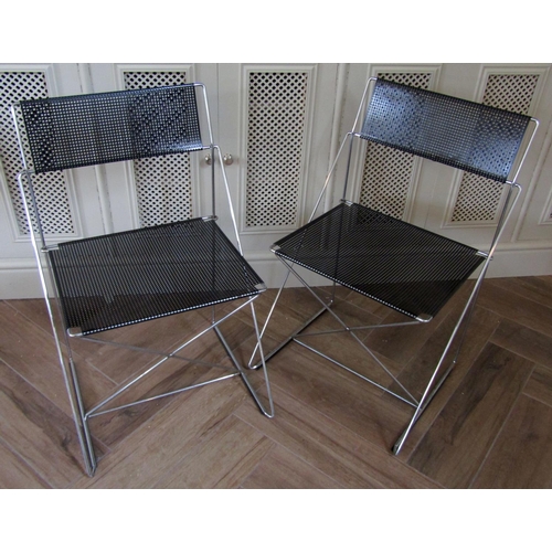 227 - Pair of Nouva X Olmi Line From Magis Danish mesh and chrome framed stacking chairs, 77cm high x 50cm... 