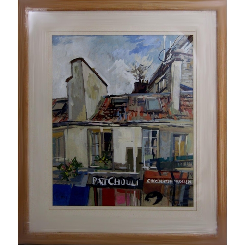 139 - 20th century school - urban landscape, monogrammed CYL, dated MM, mixed media, 60 x 50 cm, framed