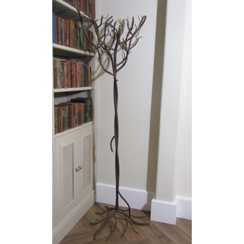 232 - Coated aluminium coat of hall stand in the form of entwined branches, 180cm high