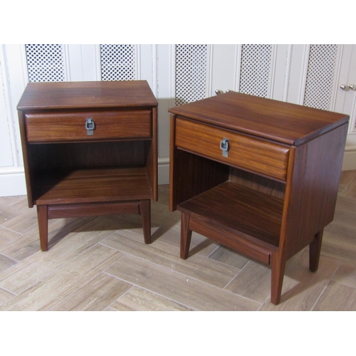 218A - Jan Kuypers for Imperial pair of solid afromosa bedside tables, fitted with a single drawer over an ... 