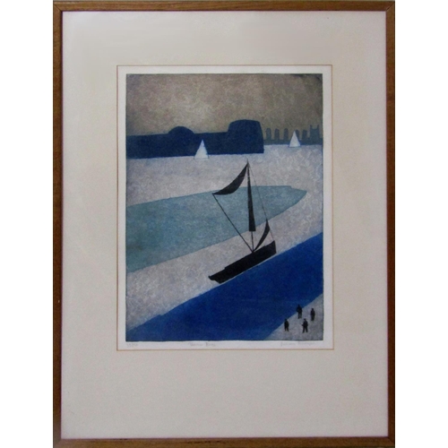 134 - Julian Trevelyan (1910 - 1988) - 'Thames Barge', signed, limited 35/50 etching with aquatint, 48 x 3... 