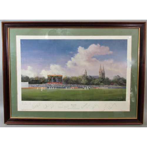 260 - Jack Russell MBE (B. 1963) Adelaide - Fourth Test Win 1995, coloured limited edition print, signed b... 