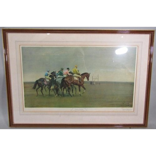 236 - Sir Alfred Munnings PRA RI (1878-1959) - October Meeting, signed coloured print, published by Frost ... 