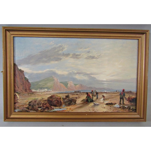 278 - Circle of William Shayer (British 1788-1879) - A Shore scene at Sidmouth with fishermen and women, p... 