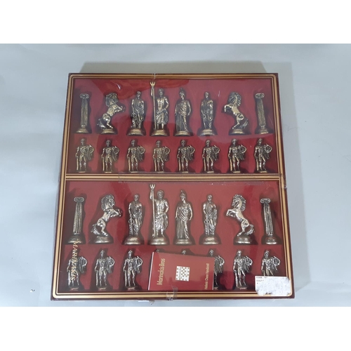 24 - 3 chess sets including Mariakis Hellenic Greek Gods themed set with chess board by Manopoulos, a med... 