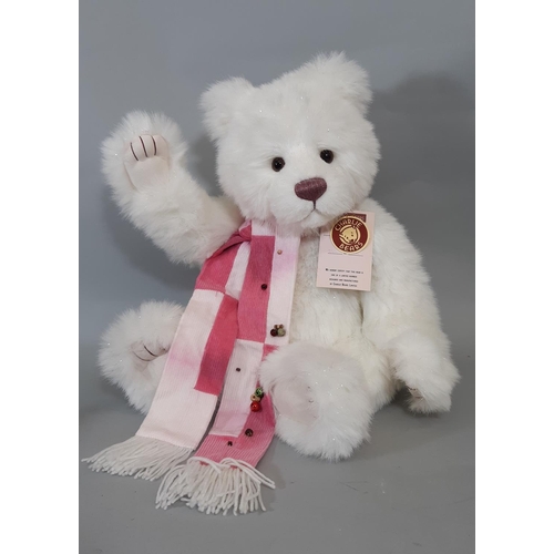 28 - Charlie Bear 'Carol' Teddy bear, ltd ed no. 266/600 with corduroy scarf trimmed with beads and bells... 