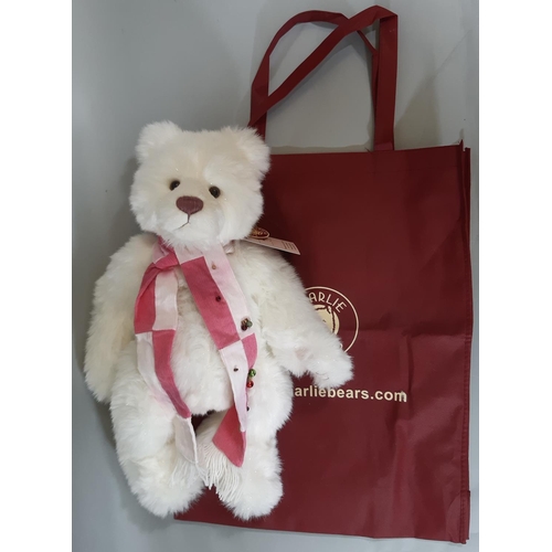 28 - Charlie Bear 'Carol' Teddy bear, ltd ed no. 266/600 with corduroy scarf trimmed with beads and bells... 