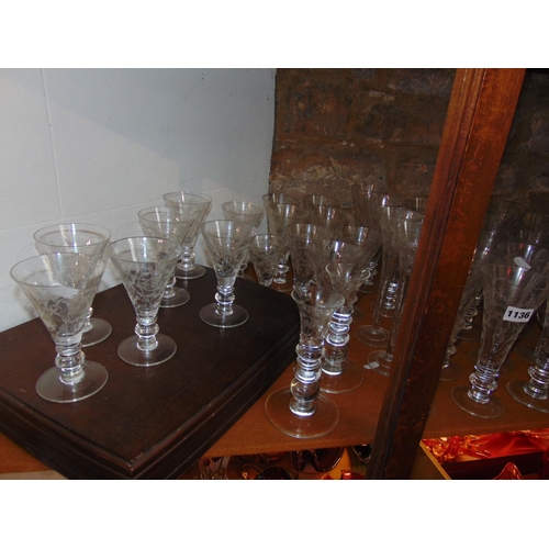 1136 - A large collection of various tapered glass flutes of various sizes, to include Royal Scott lead cry... 