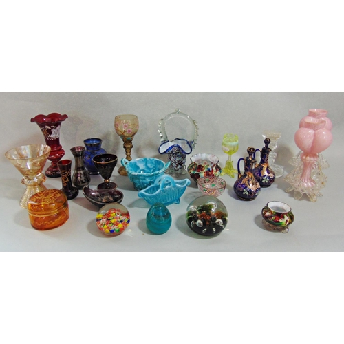 1147 - Mixed collection of antique and later glassware to include various overlaid bottles and goblets, pap... 