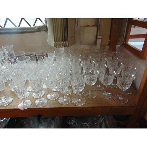 1153 - Large collection of Edwardian and later glass flutes, champagnes, tumblers, goblets, etc, various se... 