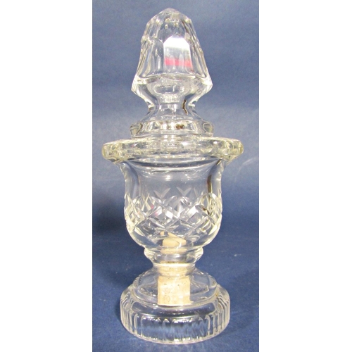 1150 - A large cut glass tapered baluster vase with hobnail cut band, 50cm high; together with a further la... 