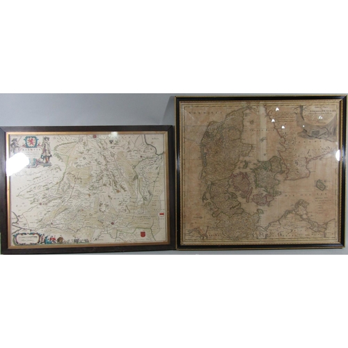 314 - A collection of five 18th century engraved maps including Huntingtonshire by Robert Morden, 37 x 43c... 