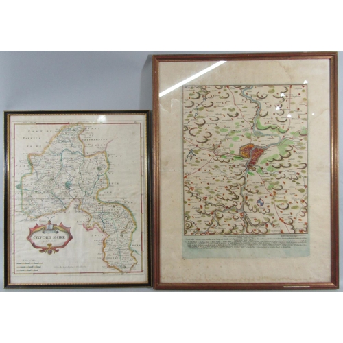 314 - A collection of five 18th century engraved maps including Huntingtonshire by Robert Morden, 37 x 43c... 