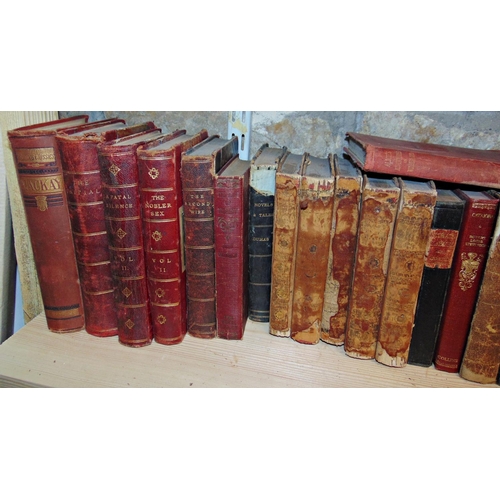 144 - A collection of 19th century and other mixed books, authors include Dumas, Twain, Dickens, etc, incl... 