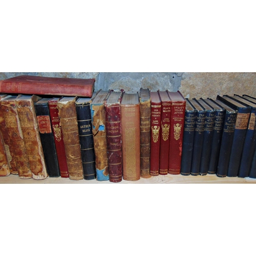 144 - A collection of 19th century and other mixed books, authors include Dumas, Twain, Dickens, etc, incl... 