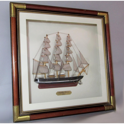 556 - Cased half diorama of a ship 'Cutty Sark 1869', 55 x 55cm