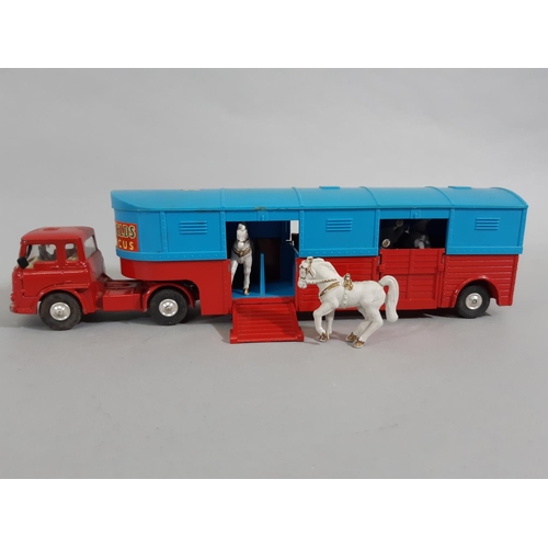 61 - 2 boxed Corgi Toys: Chipperfields Circus Horse Transporter no 1130  in red and blue colours, with si... 