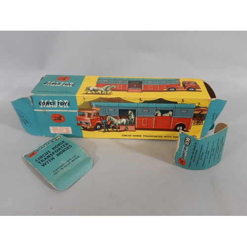 61 - 2 boxed Corgi Toys: Chipperfields Circus Horse Transporter no 1130  in red and blue colours, with si... 