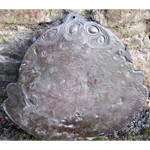 2095 - An antique lead Birmingham circular fire insurance plaque, with raised relief of a fireman with cart... 