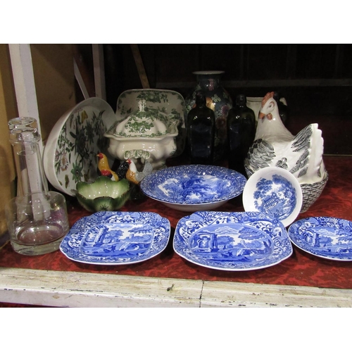 1123 - A collection of ceramics and glassware including a Masons fruit basket pattern tureen cover and ladl... 