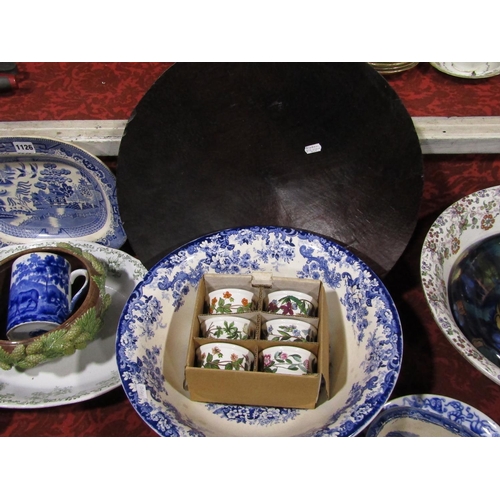 1126 - A collection of 19th century and later ceramics including blue and white meat plates, blue and white... 