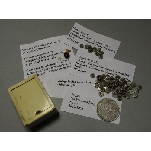 1514 - A collection of curiosities, 58 Chuckrams silver coins 19th century, 9 Chuckrams 17th century, early... 