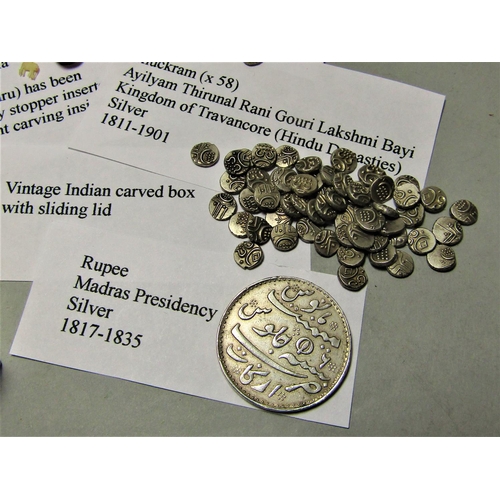 1514 - A collection of curiosities, 58 Chuckrams silver coins 19th century, 9 Chuckrams 17th century, early... 