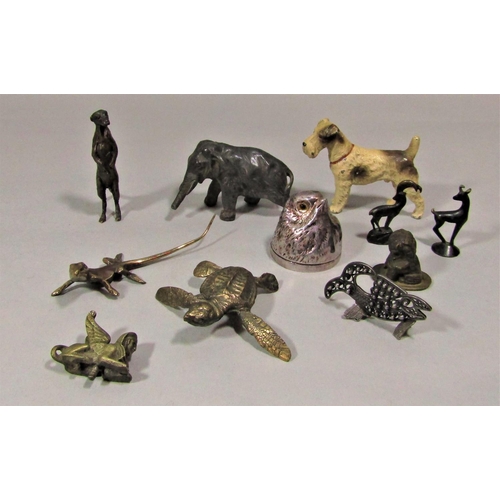 1515 - A collection of animals, in brass, bronze, etc, some realistic, some whimsical