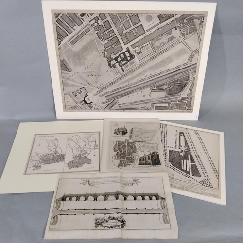 115 - A collection of plans and maps to include St Mary's Le Bone, Finsbury by R Creighton and J Walker, a... 