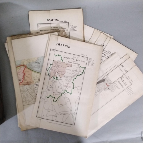 116 - A box file containing plans, diagrams, etc, from the London Traffic Survey Report to Parliament 1904... 