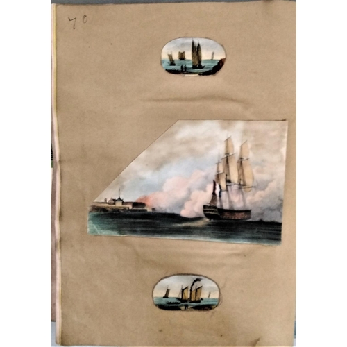 93 - 19th century scrap book containing a quantity of clippings, scraps, pictures, etc, with an embossed ... 