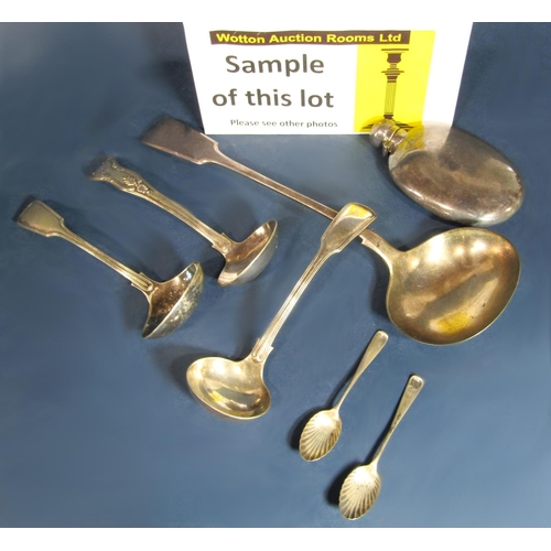 574 - A mixed miscellaneous lot comprising a collection of silver plated ladles, a further silver plated f... 