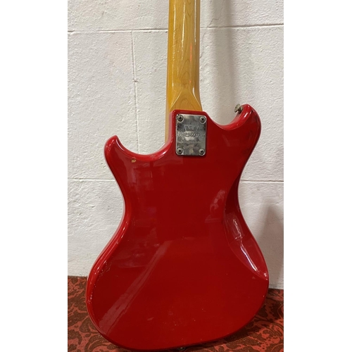 584 - Japanese 1980's red/white Westone Concord Bass I with original hard case 115cm full length, 60cm fre... 